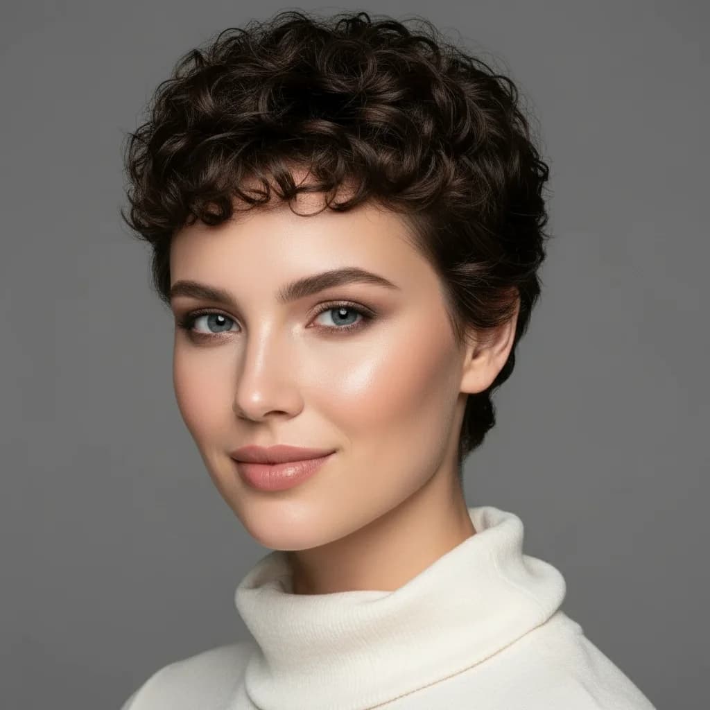 Textured pixie hairstyle reference for a square face