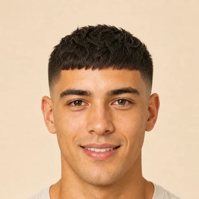 Men’s textured crop reference for an oval face