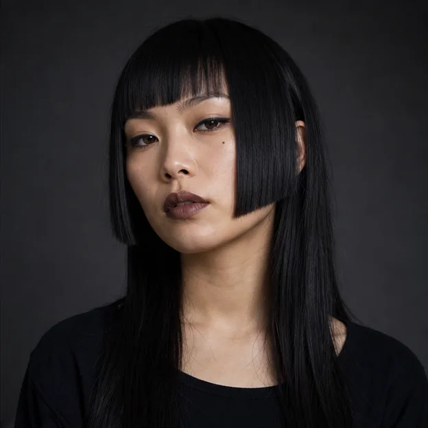 Black Hime Cut gothic hairstyle